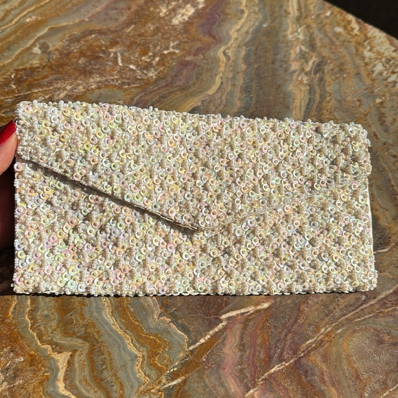 Vintage silk and Italian beads. Envelope clutch - Picture 3 of 11